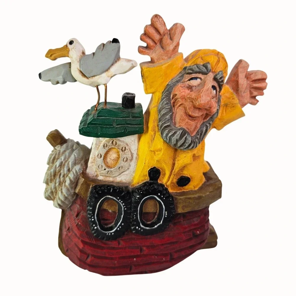 David Frykman Lighthouse Guardian Series Yellow Coat Pelican‎ Figurine Vtg 1998